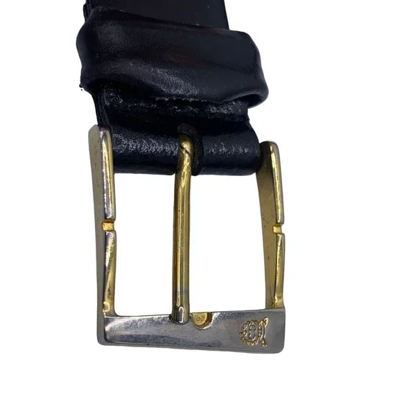 Christian Dior Belt Black Split Leather Gold Tone Buckle Size 36 - Picture 2 of 9